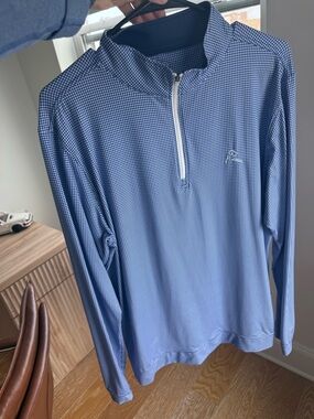 Rhoback Blue Micro-Check Quarter-Zip Pullover